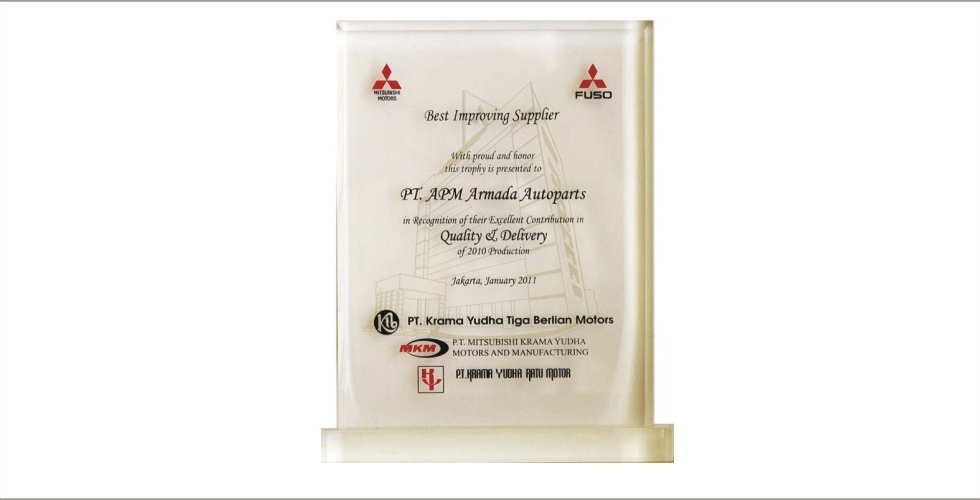 Award from KTB for “Best Improving Supplier in Quality Delivery” January 2011